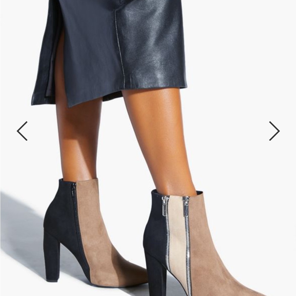 Size 8 Black and Tan Heeled Boots with Chunky Heel ONLY WORN TWICE